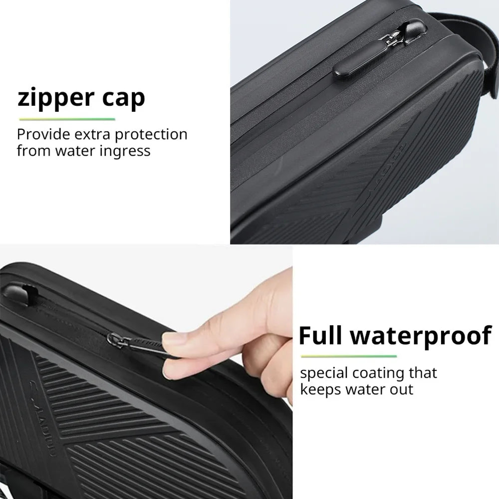 1.2L Portable Frame Front Tube Cycling Bag Waterproof Bike Top Tube Bag Large Capacity MTB Road Bicycle Cycling Handlebar Bags