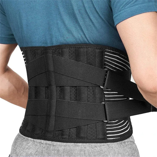 Back Lumbar Support Belt Men Spine Decompression Waist Trainer Adjustable Back Brace for Lower Back Pain Relief with 6 Stays 1PC