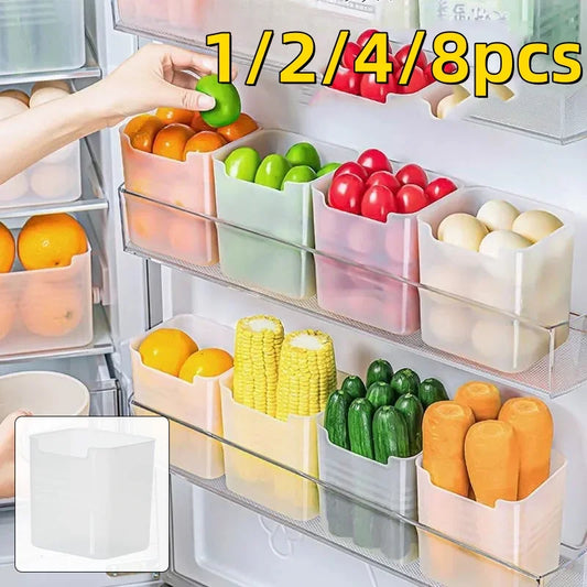 1/2/4/8PCS Refrigerator Storage Boxes Food Fresh Organizer Cold Storage Crisper Fruit Spice Food Container Boxes Kitchen Boxes