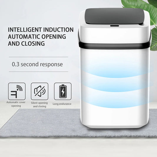 Household Fully Automatic Induction Smart Trash Can With Lid Living Room Kitchen Bedroom Bathroom Trash Can