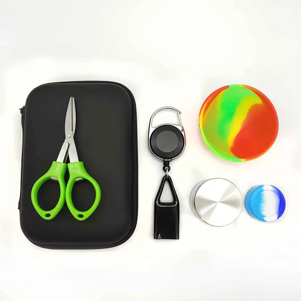 1Set Smoking Kit With 40mm Grinder 67mm Silicone Bowl Lighter Holder 5ml Silicone Jar Scissors Gift Smoking Accessories