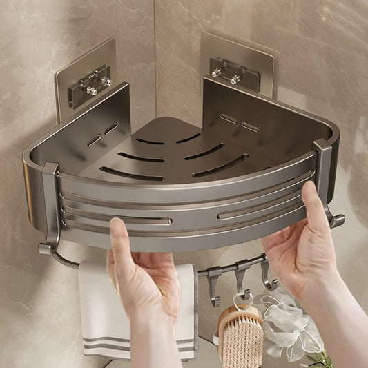 Perforation-free Bathroom Corner Shelf Floating Shelves Wall Organizing Bathroom Supplies Shower Shelves Organizer Crack Shelves